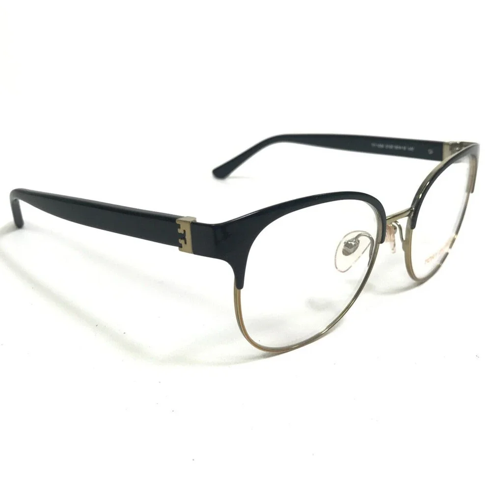 Tory Burch Eyeglasses Frames TY 1054 3100 Shiny Black Gold Round 50-18-140